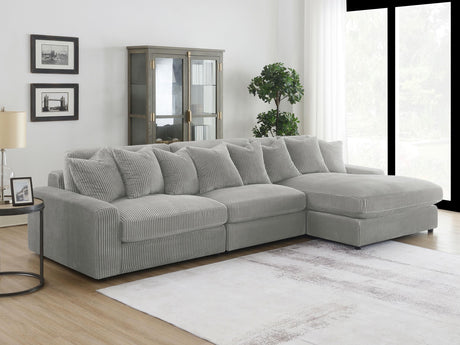 Coaster Blaine Upholstered Reversible Chaise Sectional Sofa Fog