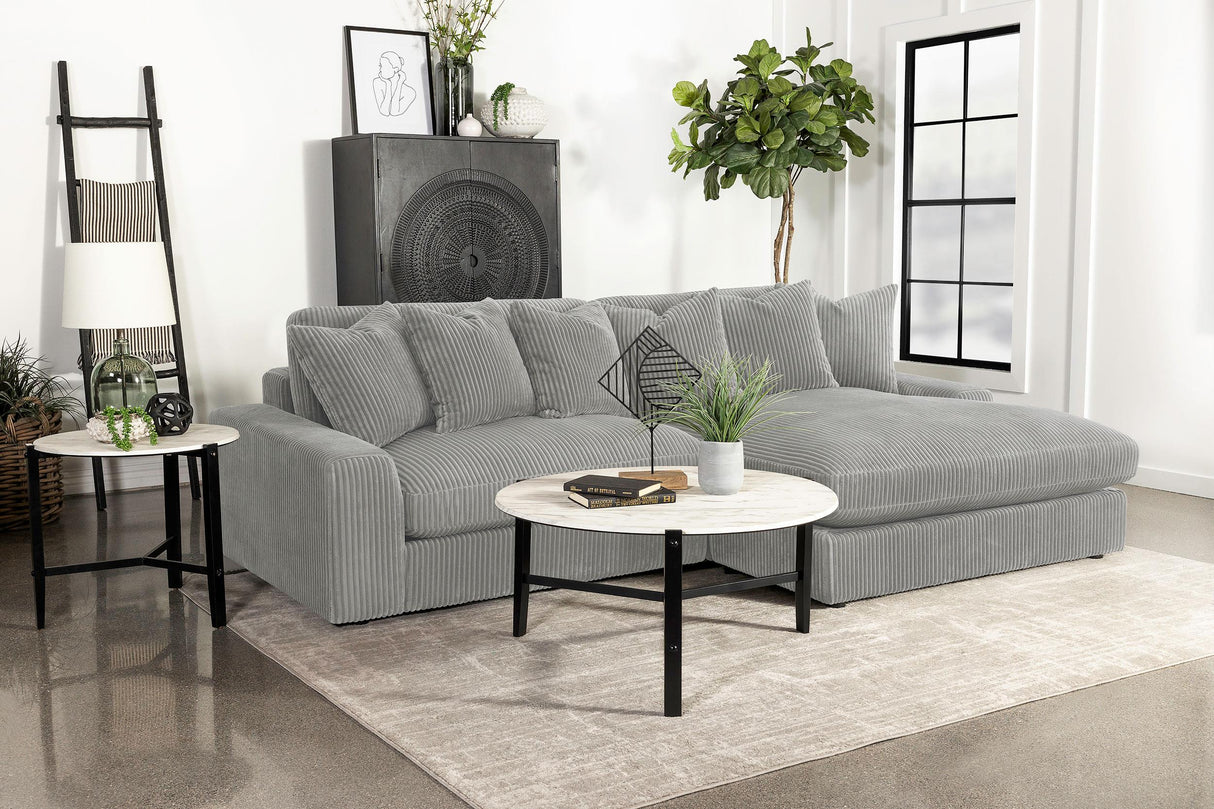 Coaster Blaine Upholstered Reversible Chaise Sectional Sofa Fog