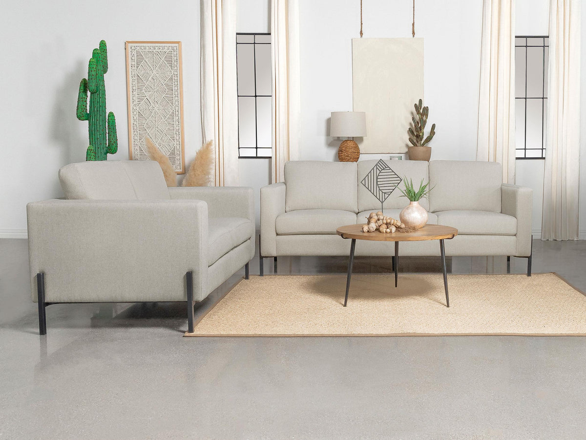 Coaster Tilly 2-piece Upholstered Track Arm Sofa Set Oatmeal