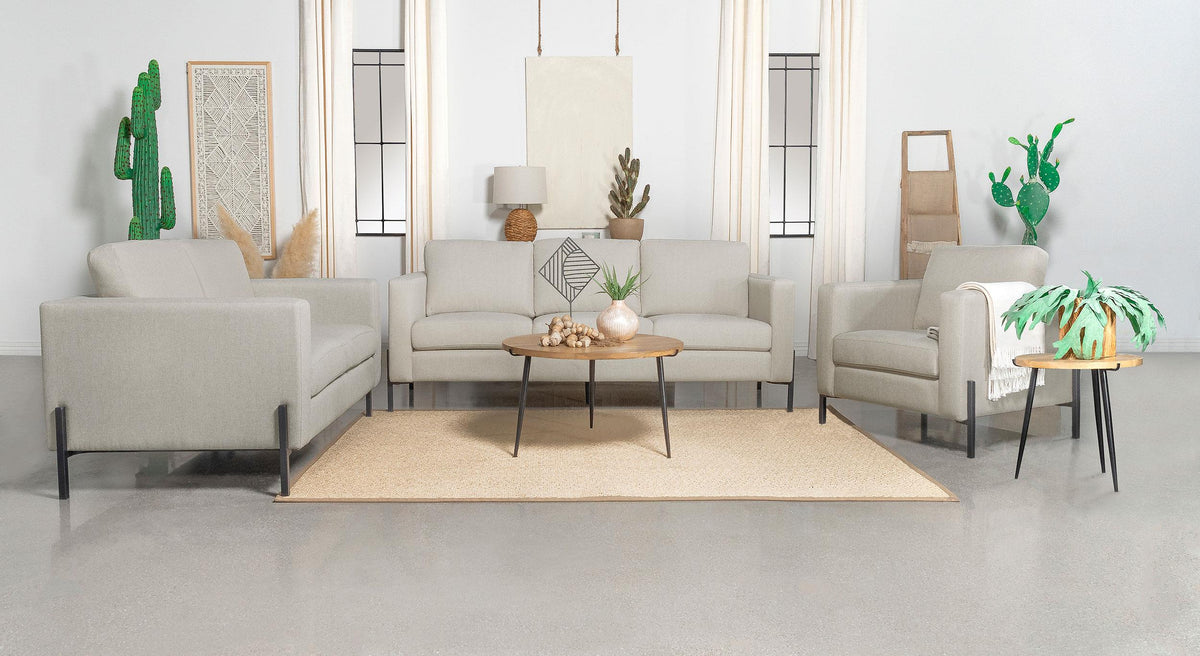 Coaster Tilly 3-piece Upholstered Track Arm Sofa Set Oatmeal