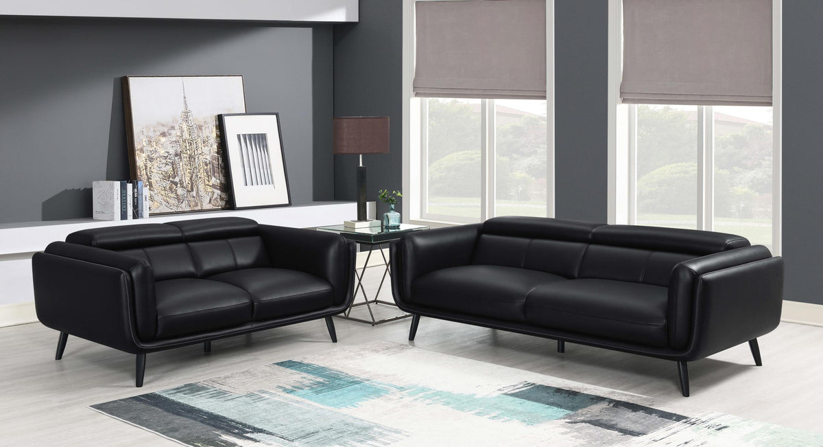Coaster Shania 2-piece Upholstered Low Back Sofa Set Black