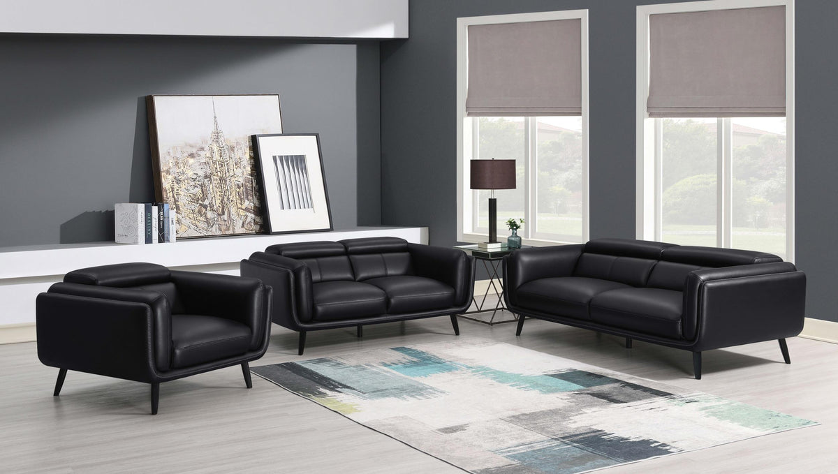 Coaster Shania 3-piece Upholstered Low Back Sofa Set Black