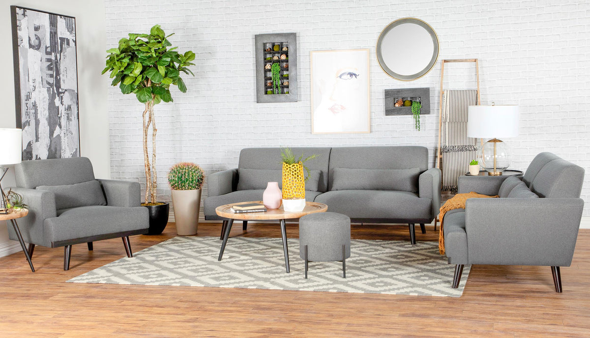 Coaster Blake 3-piece Upholstered Track Arm Sofa Set Sharkskin