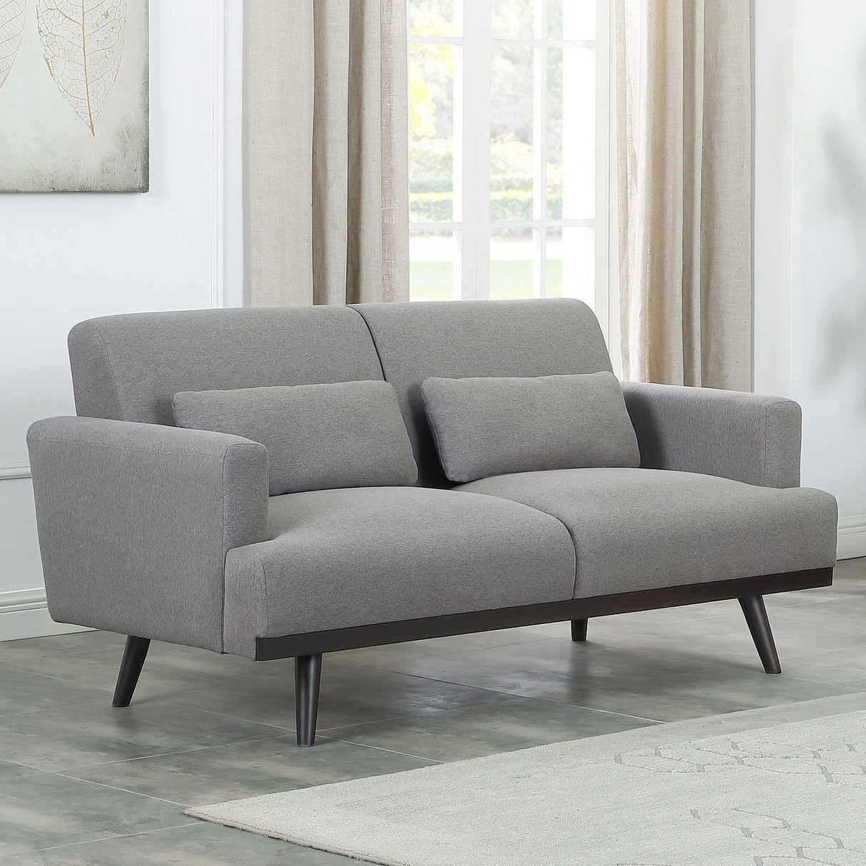 Coaster Blake Upholstered Track Arm Loveseat Sharkskin