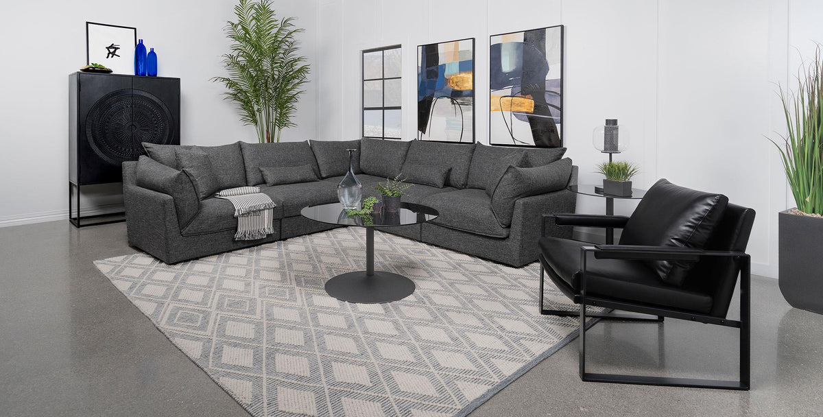 Coaster Sasha 5-piece Upholstered Modular Sectional Barely Black
