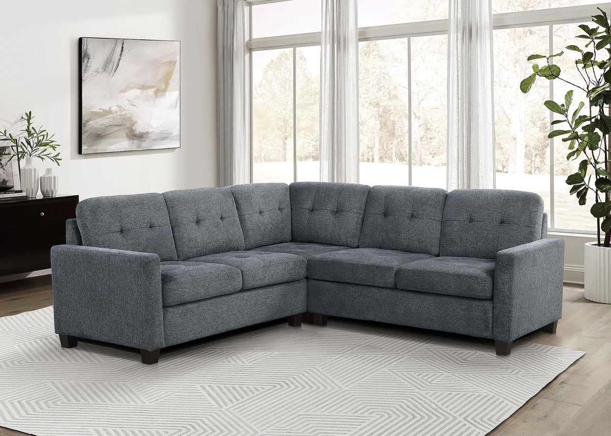 Coaster Georgina 3-piece Upholstered Sectional Sofa Steel Grey