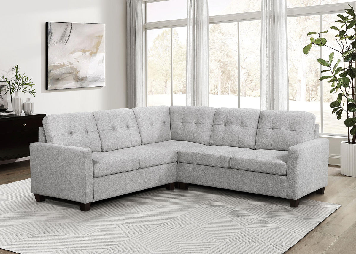 Coaster Georgina 3-piece Upholstered Sectional Sofa Steel Beige