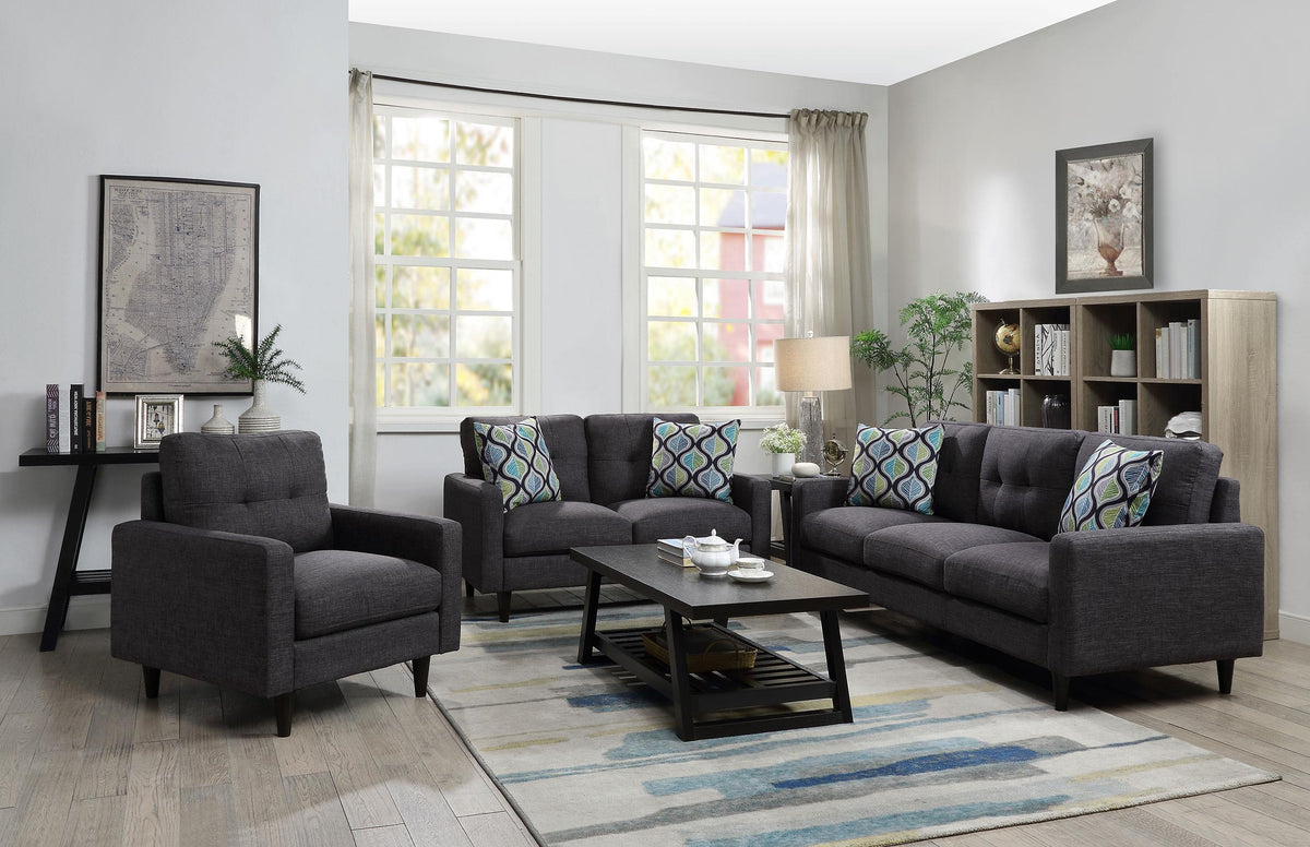 Coaster Watsonville 3-piece Upholstered Track Arm Sofa Set Grey