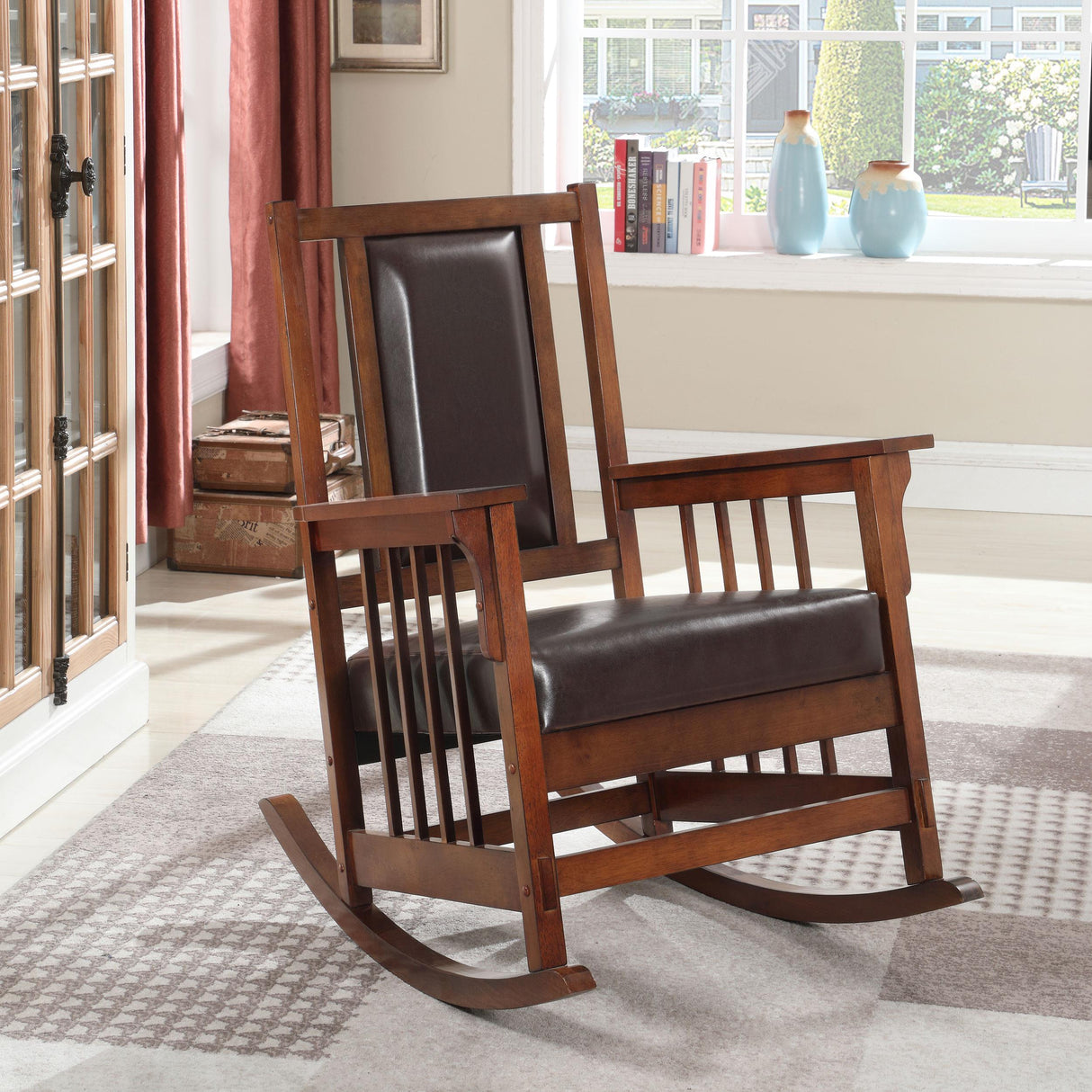 Coaster Ida Upholstered Rocking Chair Tobacco and Dark Brown