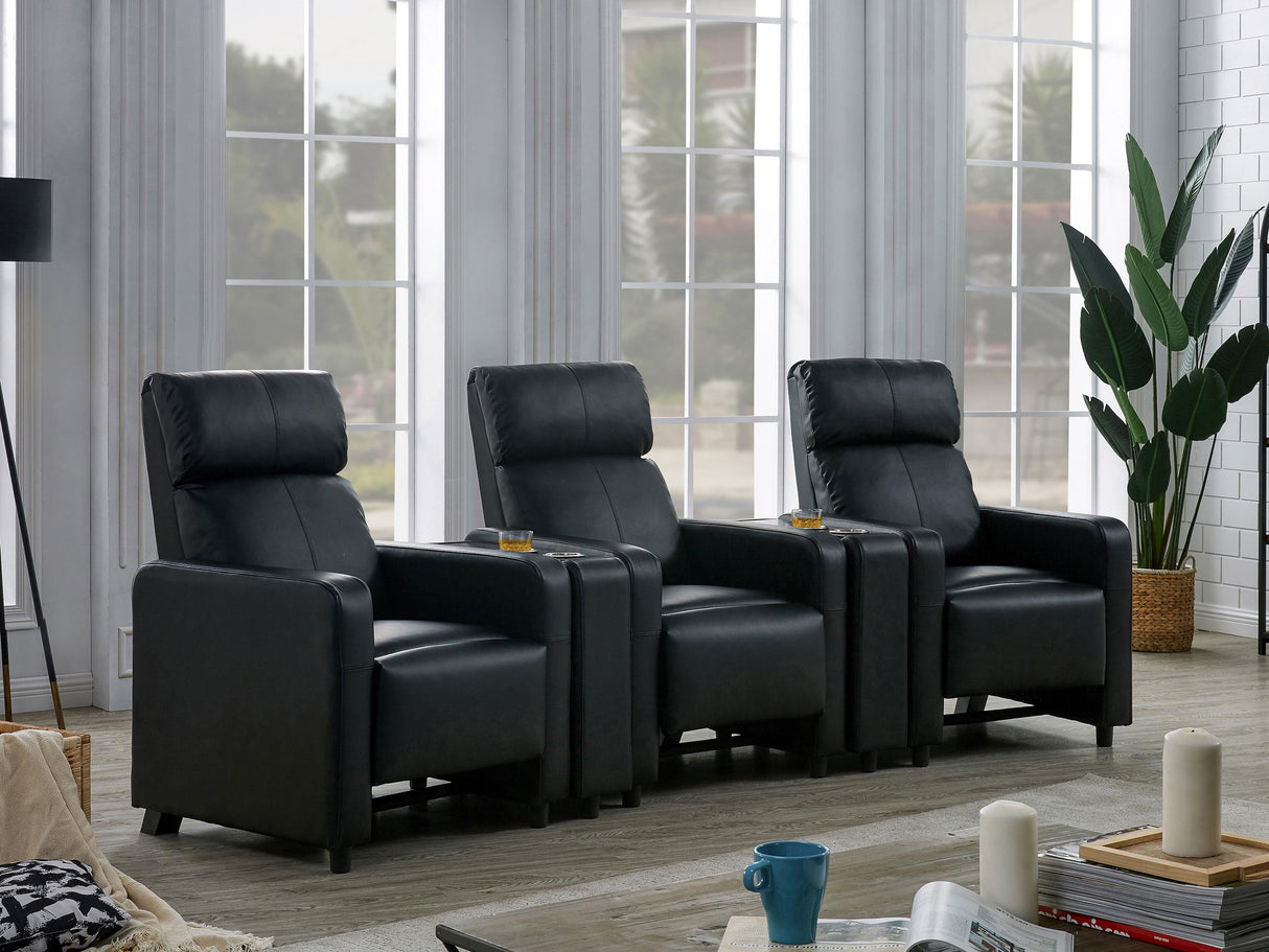 Coaster Toohey Upholstered Tufted Recliner Living Room Set Black