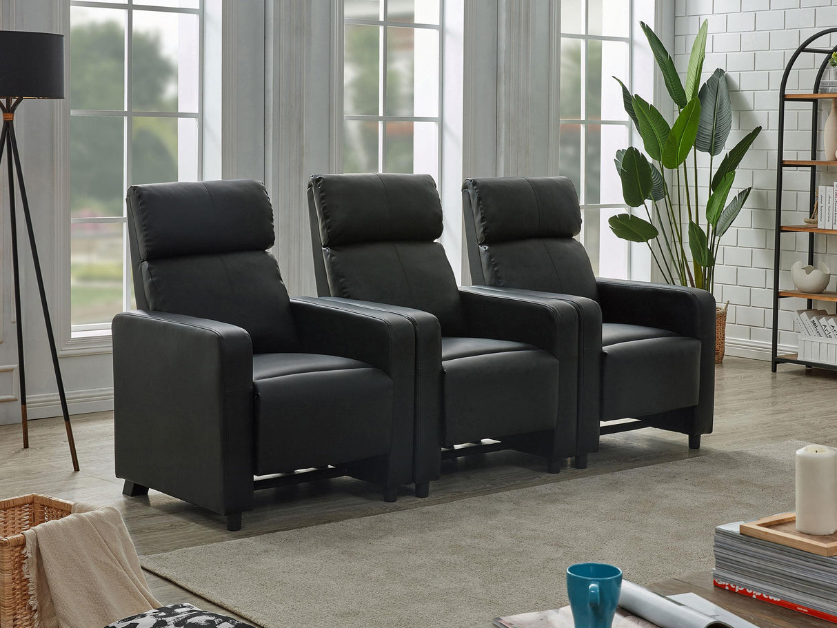 Coaster Toohey Upholstered Tufted Recliner Living Room Set Black