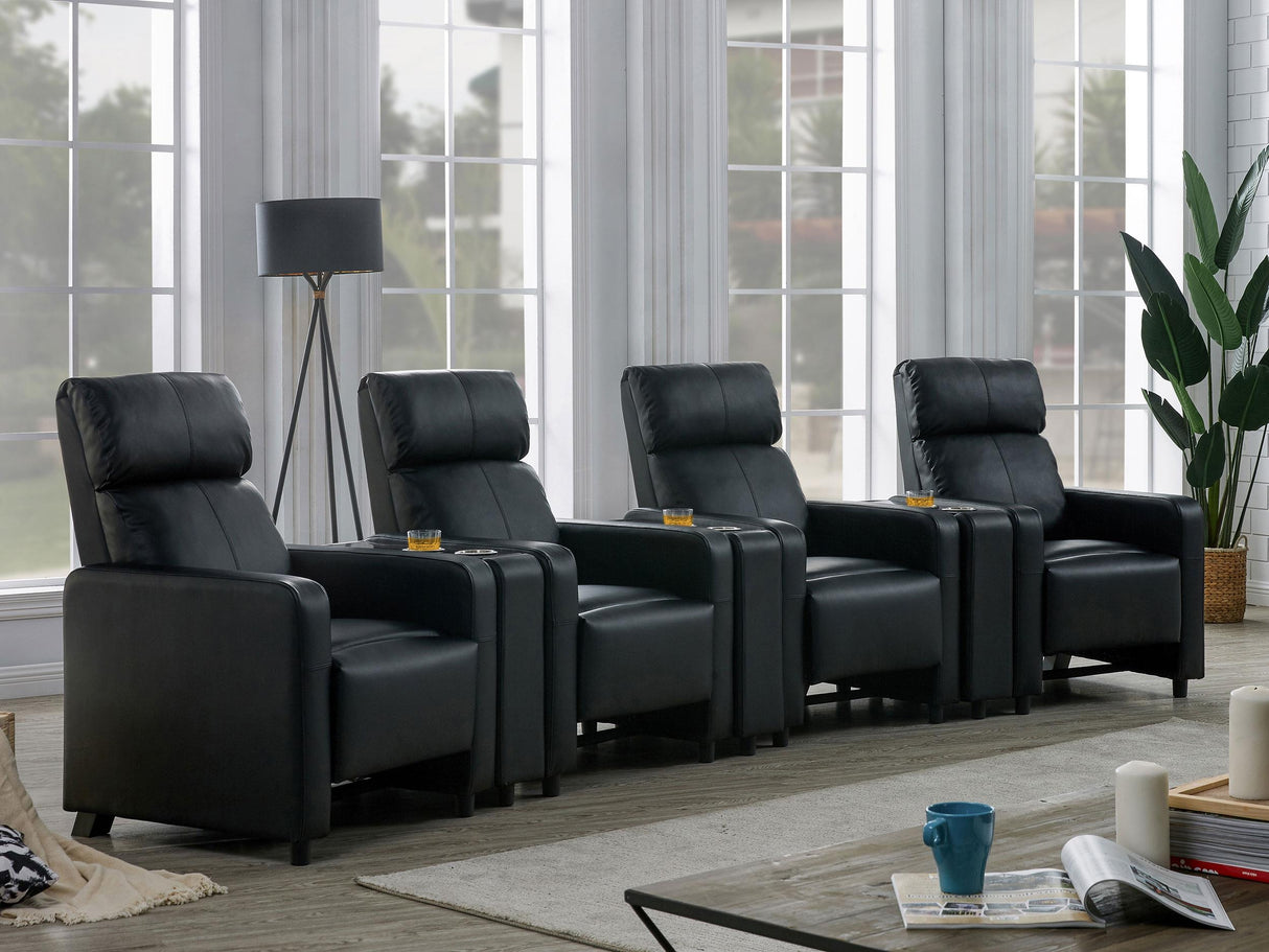 Coaster Toohey Upholstered Tufted Recliner Living Room Set Black