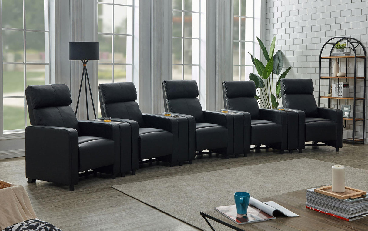 Coaster Toohey Upholstered Tufted Recliner Living Room Set Black