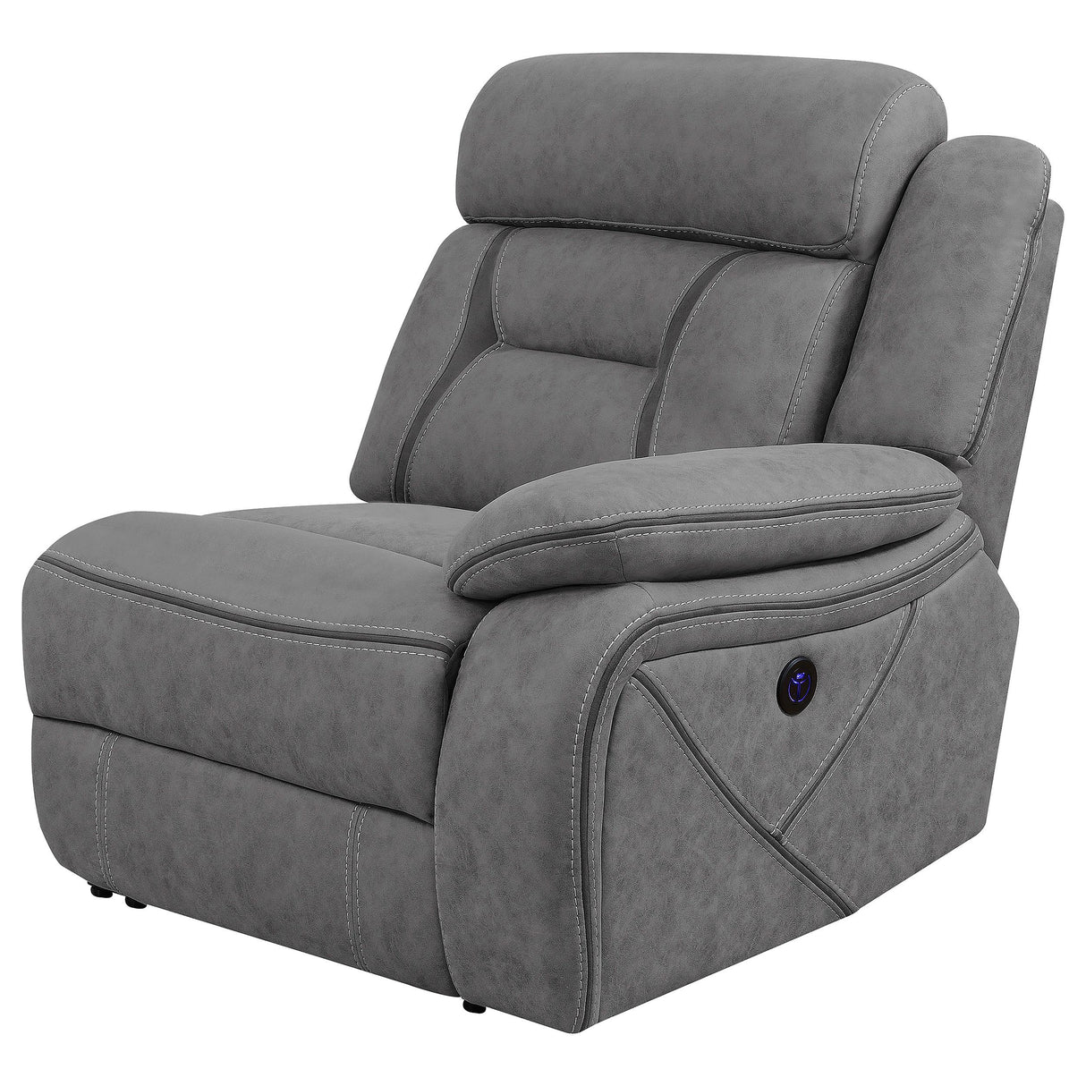 Coaster Higgins Upholstered RAF Power Recliner Grey
