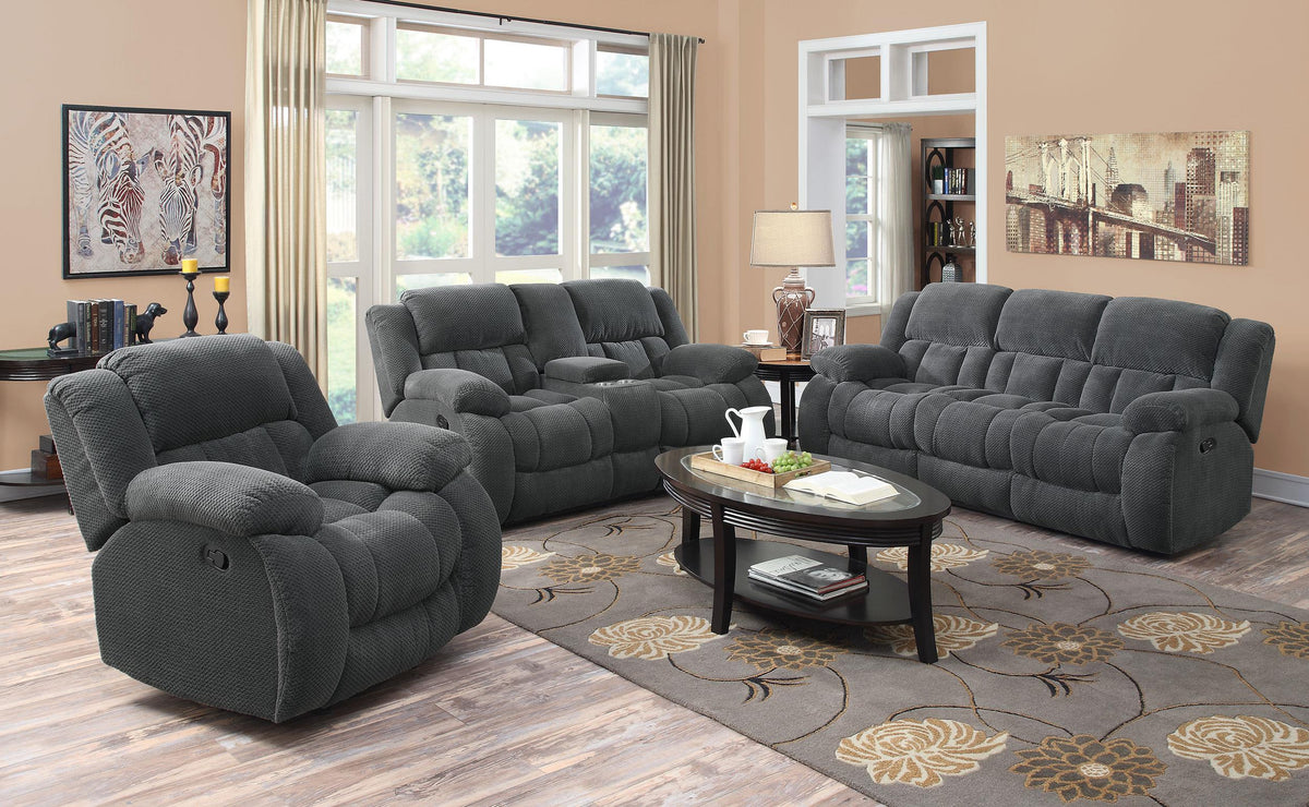 Coaster Weissman 3-piece Upholstered Reclining Sofa Set Grey