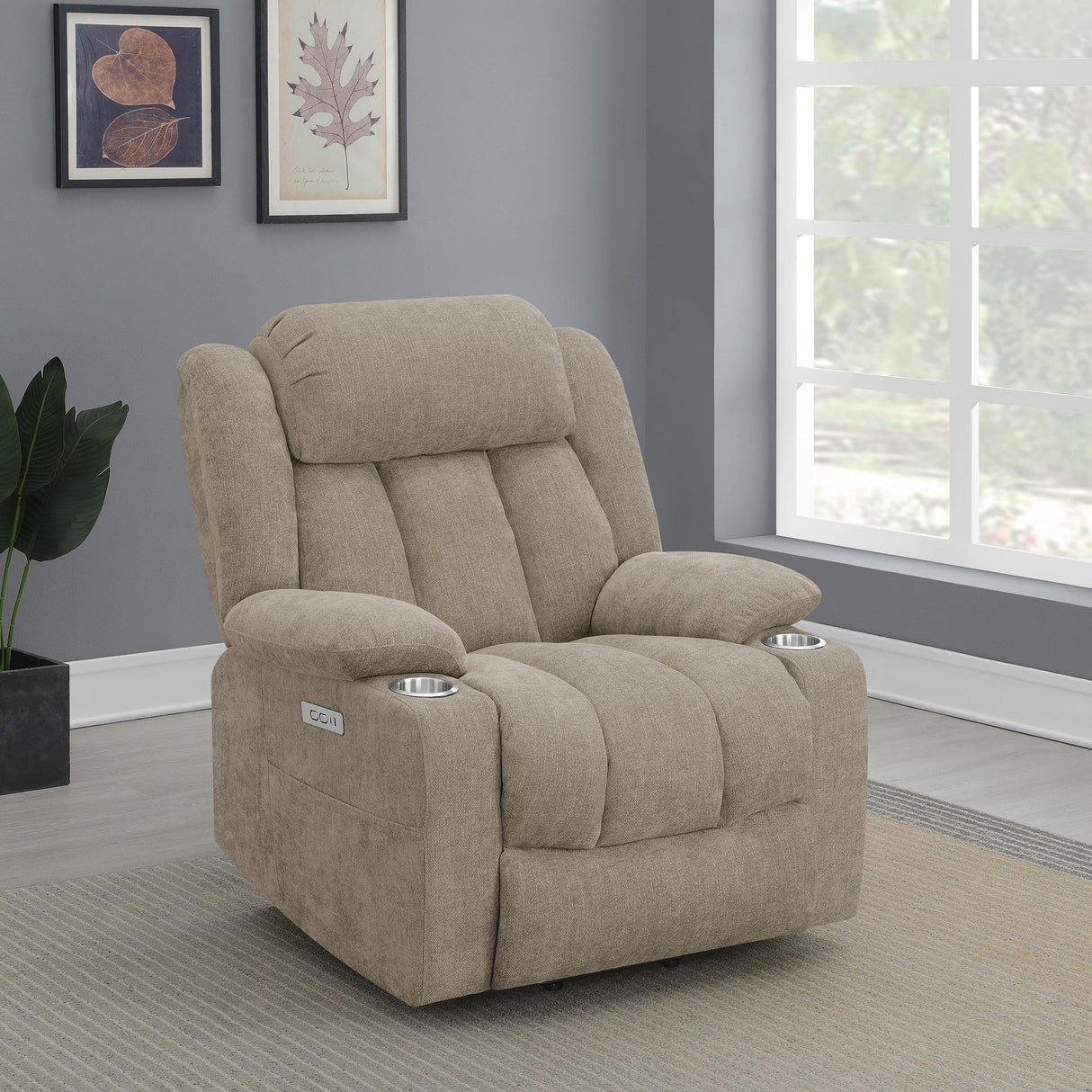Coaster Houston Upholstered Power Lift Recliner Chair Camel