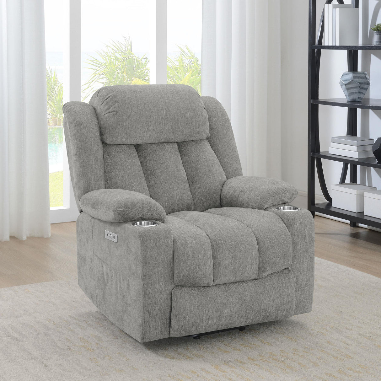Coaster Houston Upholstered Power Lift Recliner Grey
