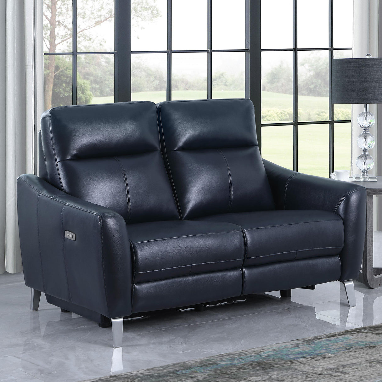 Coaster Derek Upholstered Power Reclining Loveseat Blue