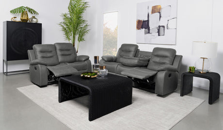 Coaster Nova 2-piece Upholstered Padded Arm Sofa Set Dark Grey