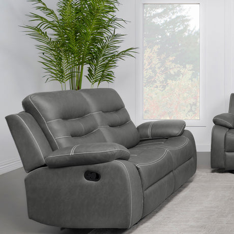 Coaster Nova Upholstered Padded Arm Reclining Loveseat Dark Grey