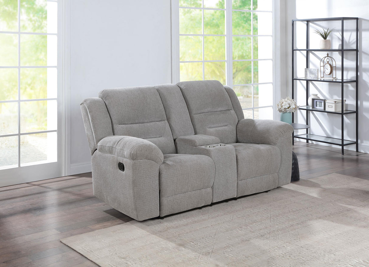 Coaster Gilson Chenille Upholstered Reclining Loveseat Grey