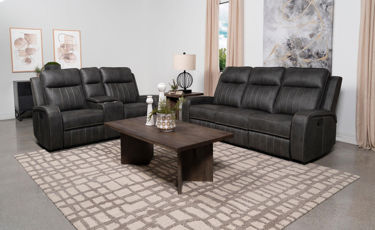 Coaster Raelynn 2-piece Upholstered Reclining Sofa Set Grey