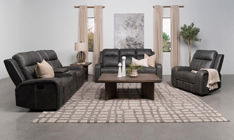 Coaster Raelynn 3-piece Upholstered Reclining Sofa Set Grey