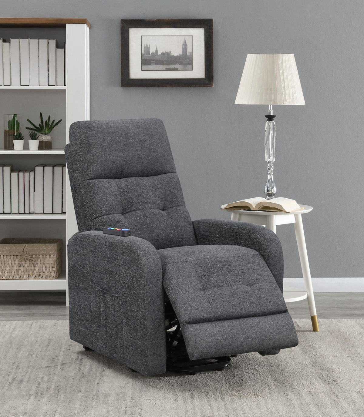 Coaster Howie Upholstered Power Lift Massage Chair Charcoal