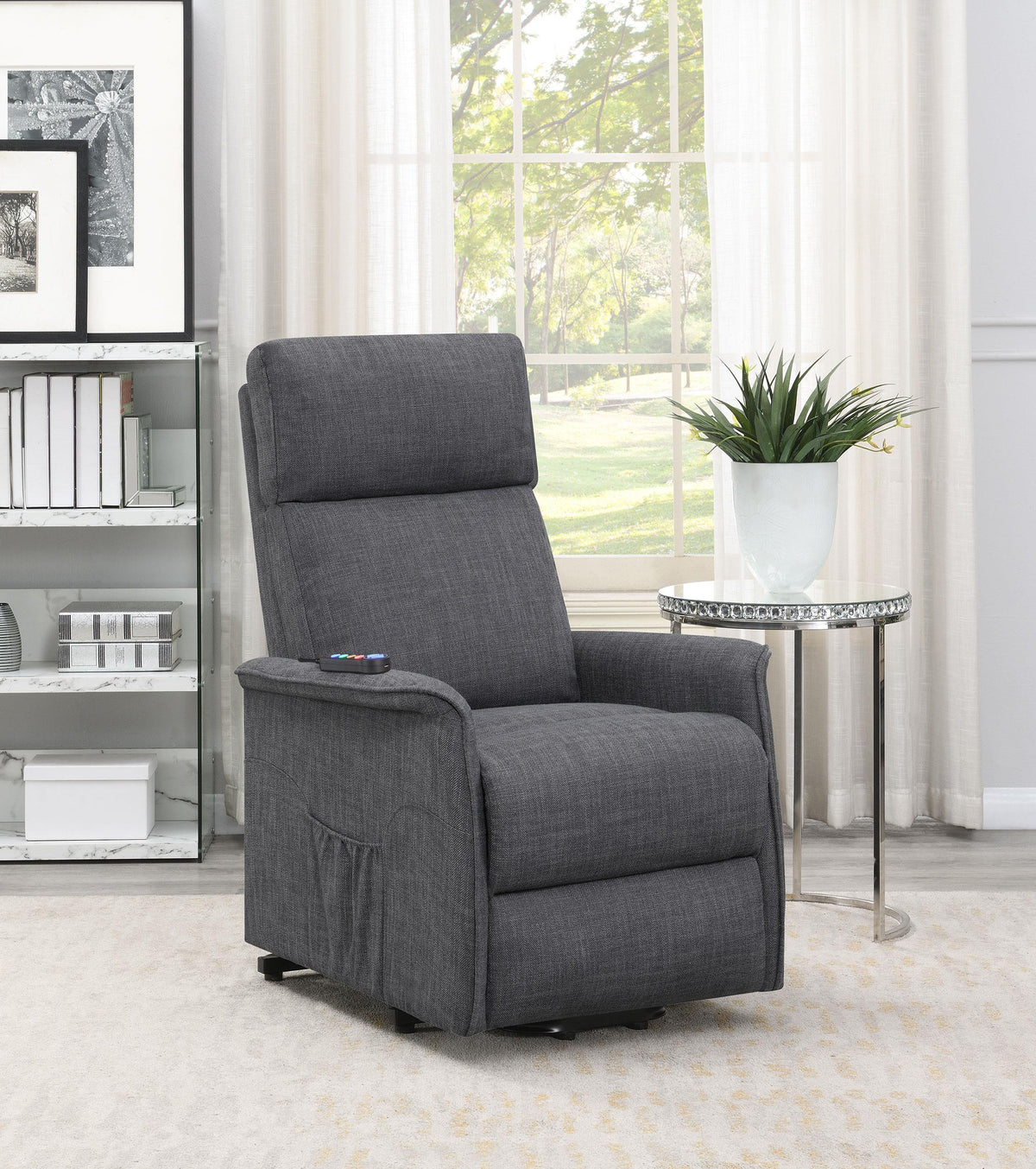 Coaster Herrera Upholstered Power Lift Massage Chair Charcoal