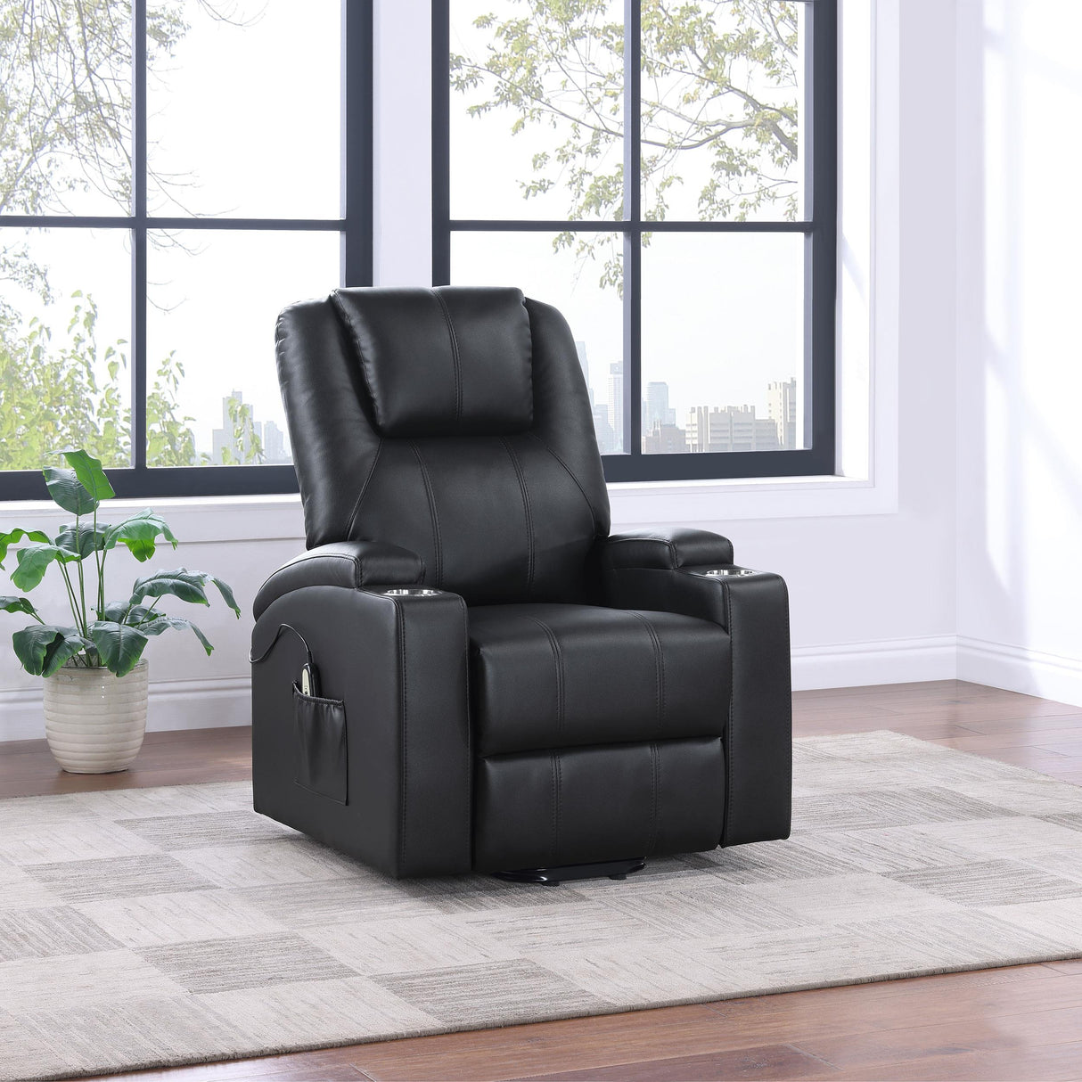 Coaster Armstrong Upholstered Power Lift Massage Recliner Black