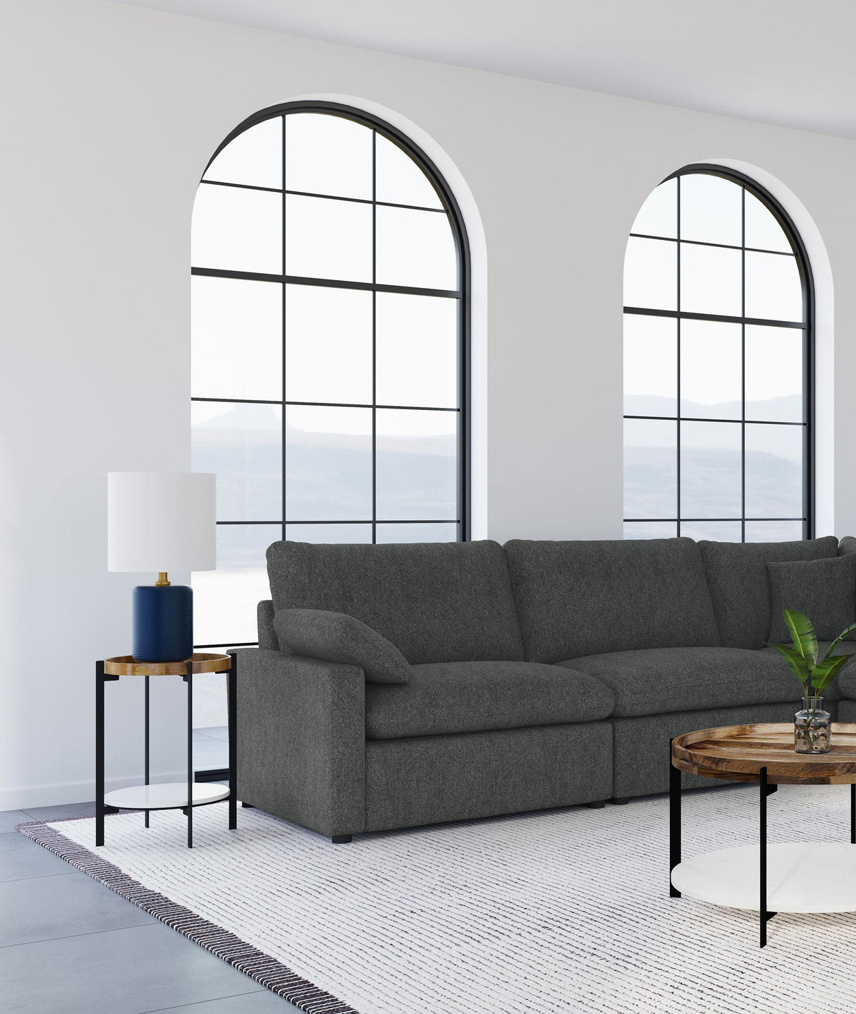 Coaster Collins Modular Power Armless Recliner Dark Grey
