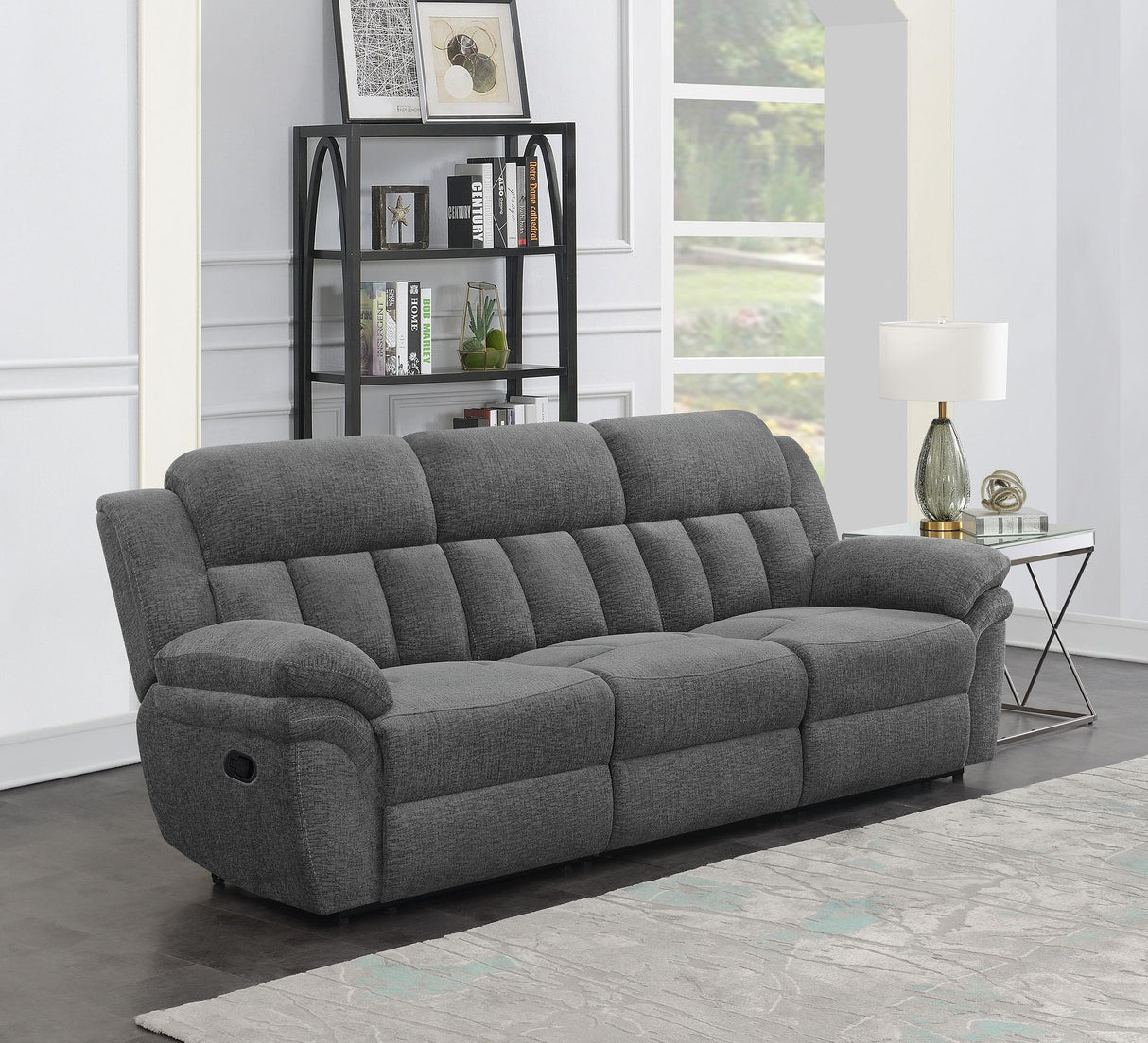 Coaster Bahrain Upholstered Motion Sofa Charcoal