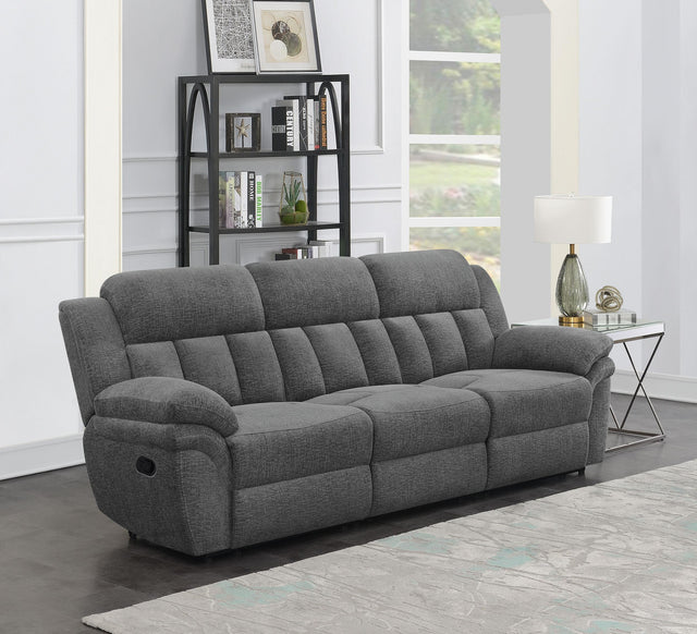 Coaster Bahrain Upholstered Motion Sofa Charcoal
