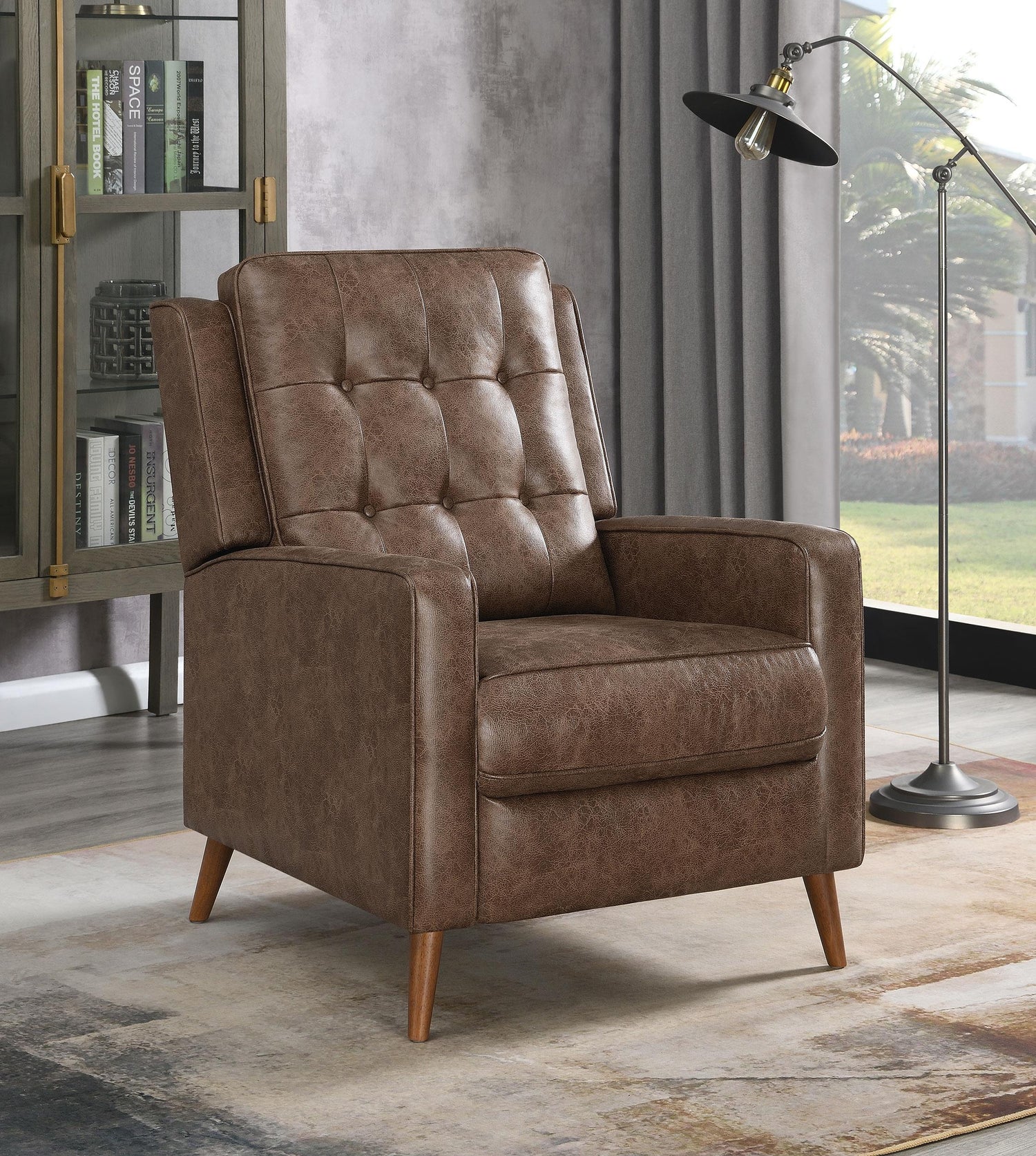Coaster Davidson Upholstered Tufted Push Back Recliner Brown