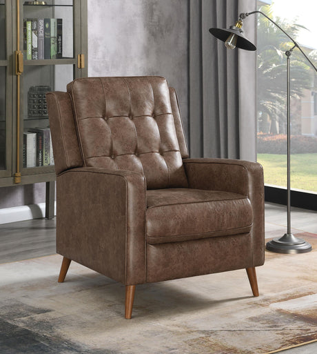 Coaster Davidson Upholstered Tufted Push Back Recliner Brown