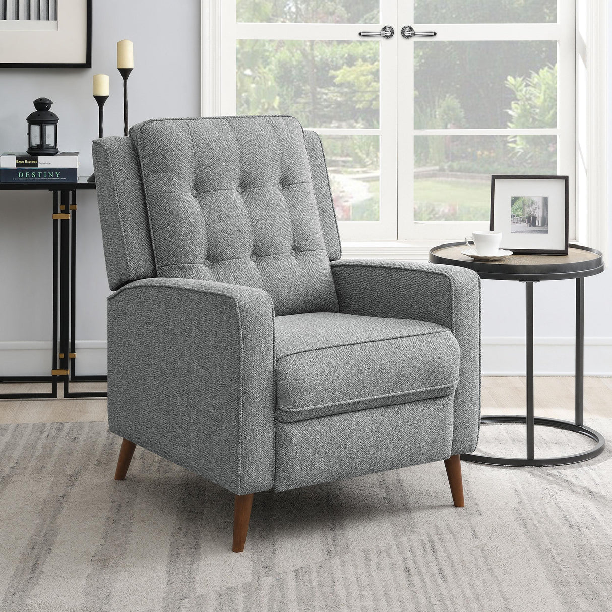 Coaster Davidson Upholstered Tufted Push Back Recliner Grey