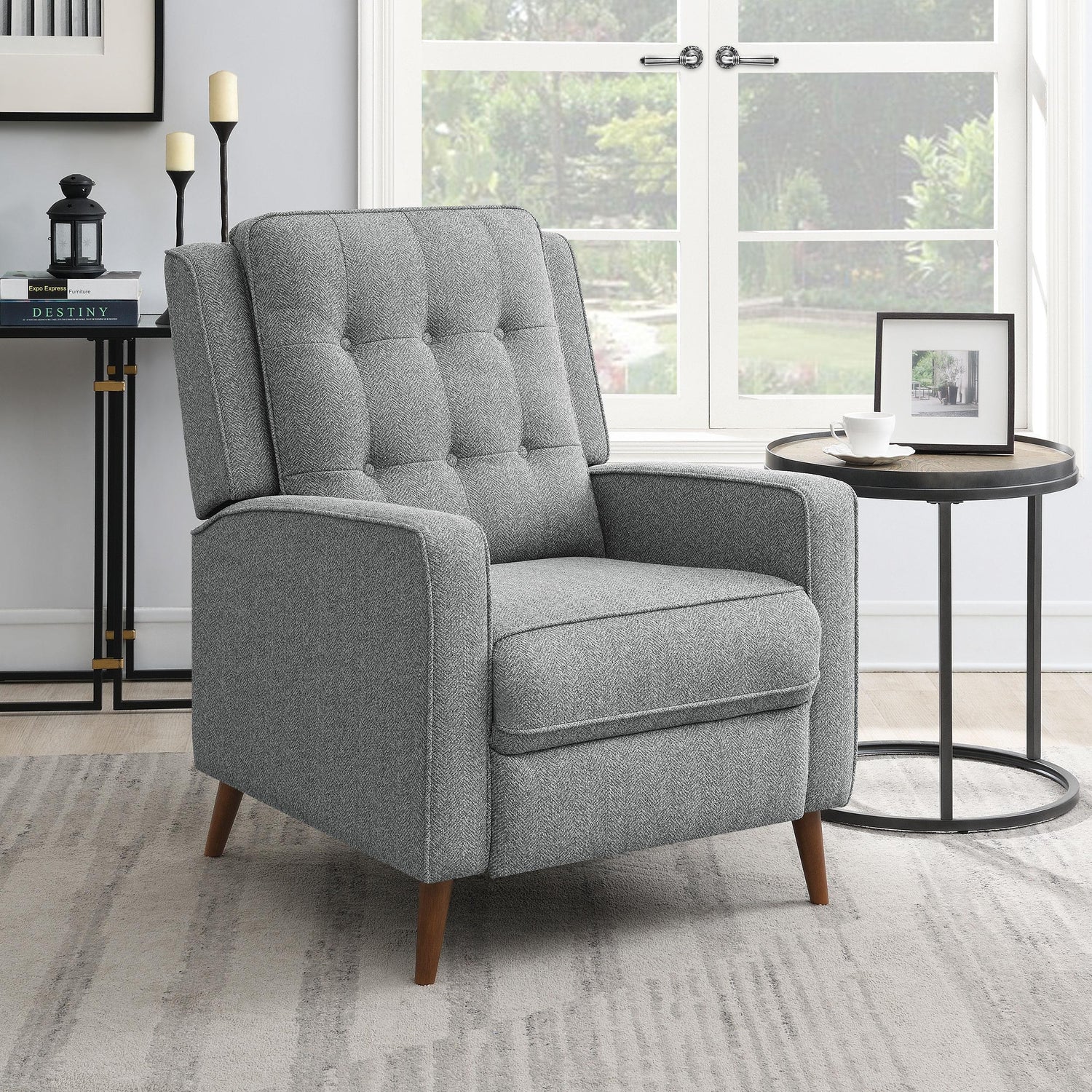 Coaster Davidson Upholstered Tufted Push Back Recliner Grey