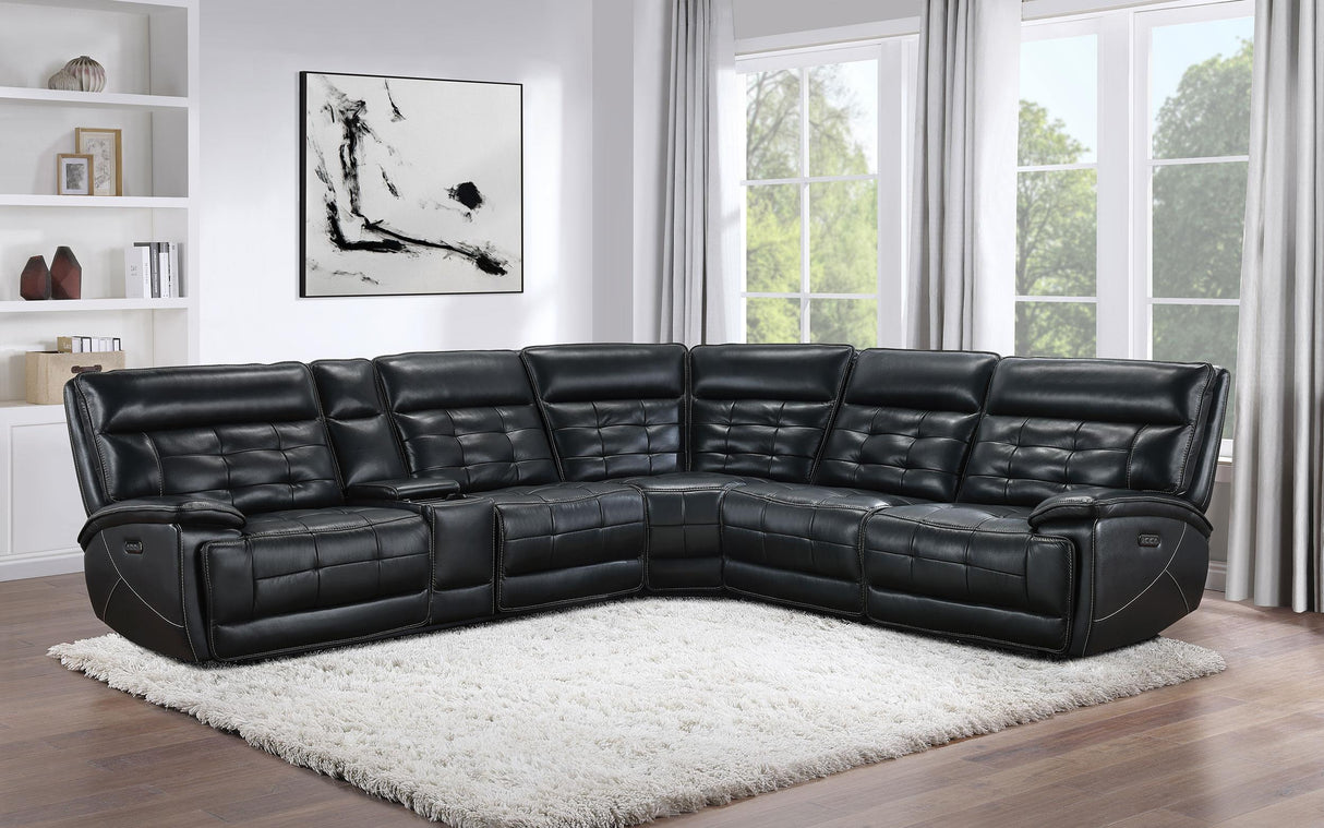 Coaster Hewitt Leather Upholstered Power Reclining Sectional Black