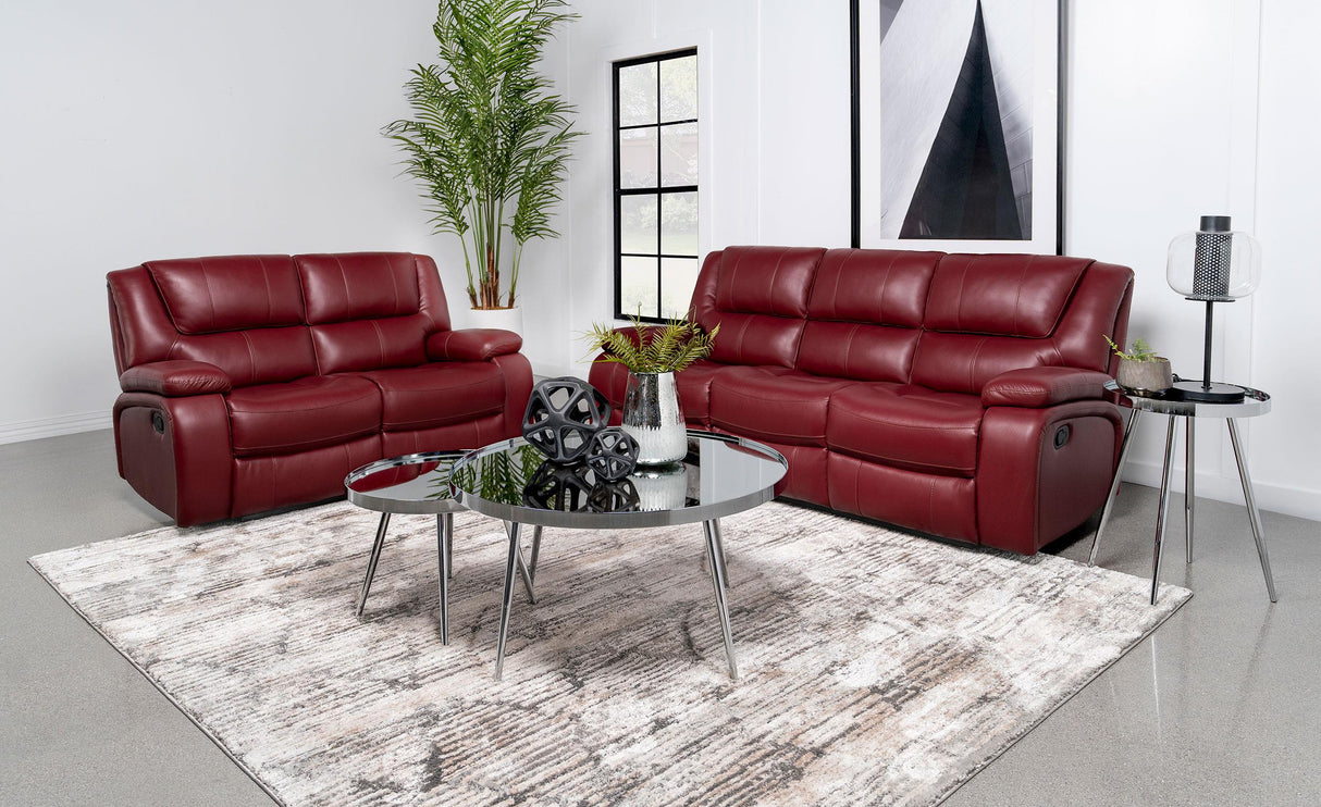 Coaster Camila 2-piece Upholstered Reclining Sofa Set Red