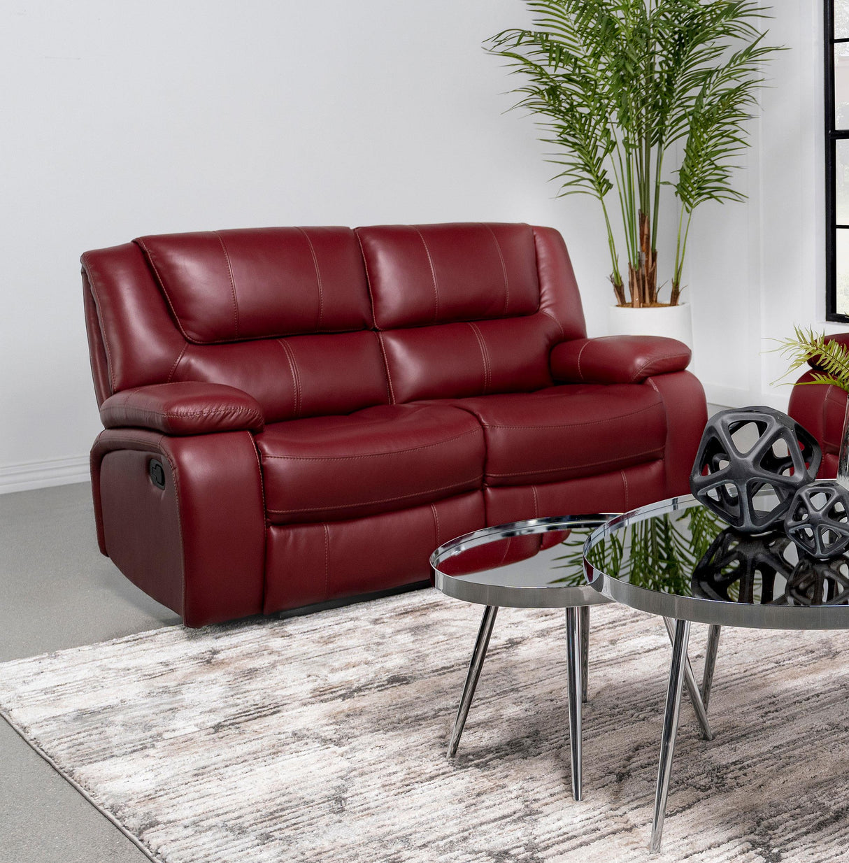 Coaster Camila Upholstered Motion Reclining Loveseat Red