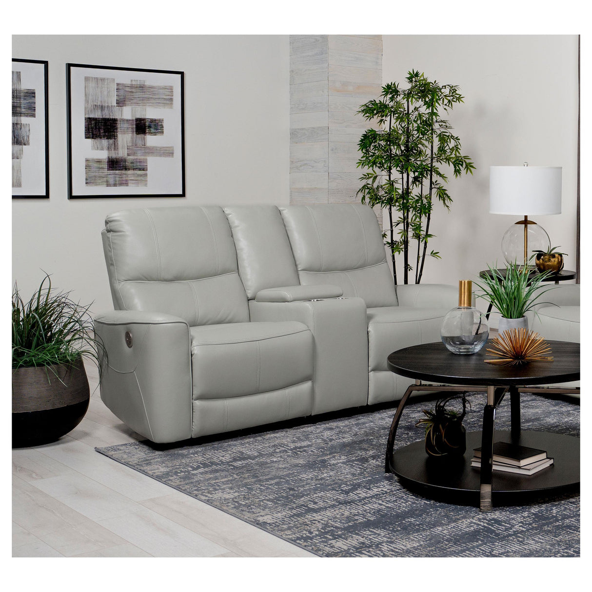 Coaster Greenfield Upholstered Power Reclining Loveseat Dove Grey