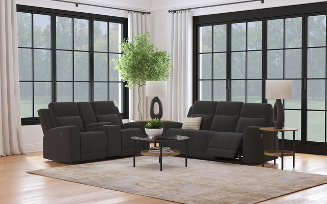 Coaster Brentwood 2-piece Upholstered Reclining Sofa Set Charcoal