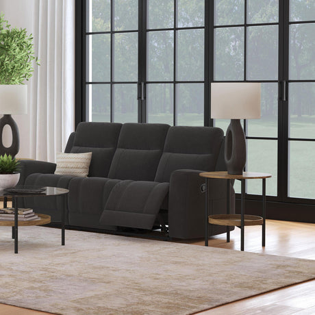 Coaster Brentwood Upholstered Motion Reclining Sofa Dark Charcoal