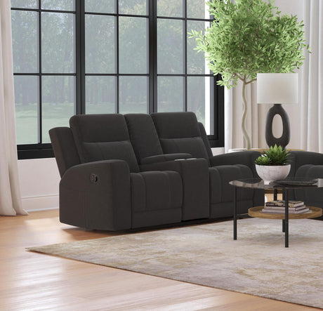 Coaster Brentwood Upholstered Reclining Loveseat Dark Charcoal