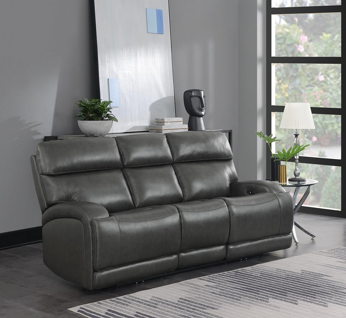 Coaster Longport Upholstered Power Reclining Sofa Charcoal
