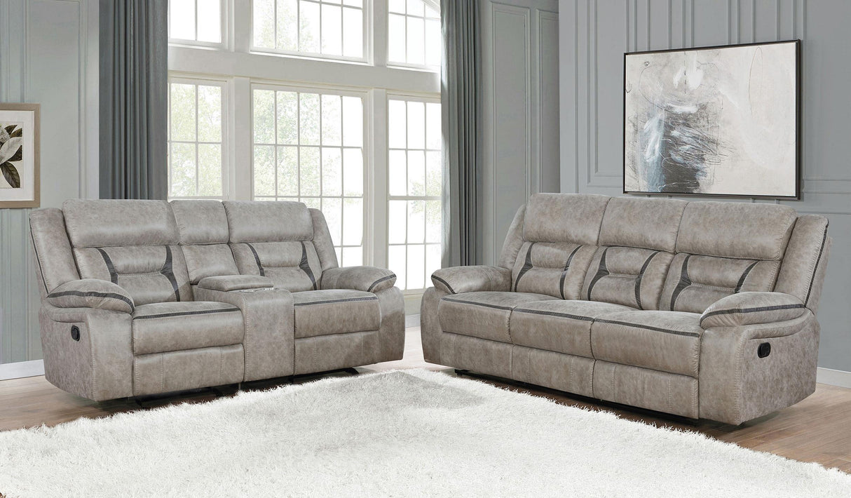 Coaster Greer 2-piece Upholstered Reclining Sofa Set Taupe