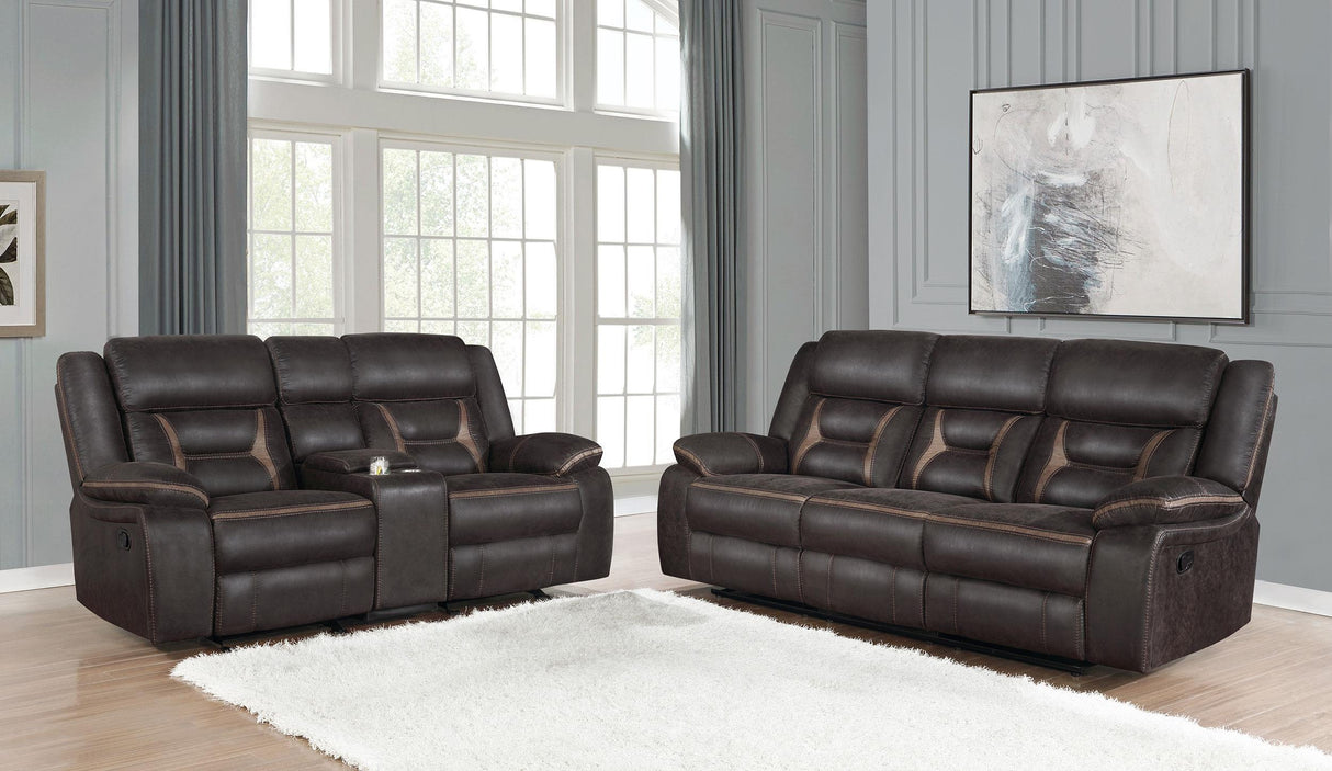 Coaster Greer 2-piece Upholstered Reclining Sofa Set Brown
