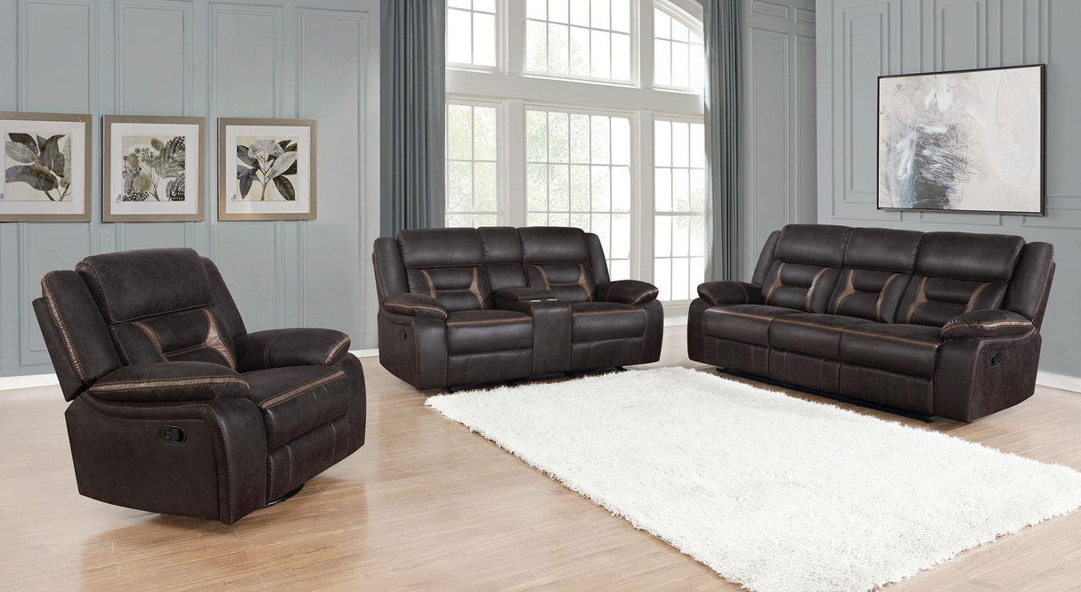 Coaster Greer 3-piece Upholstered Reclining Sofa Set Brown