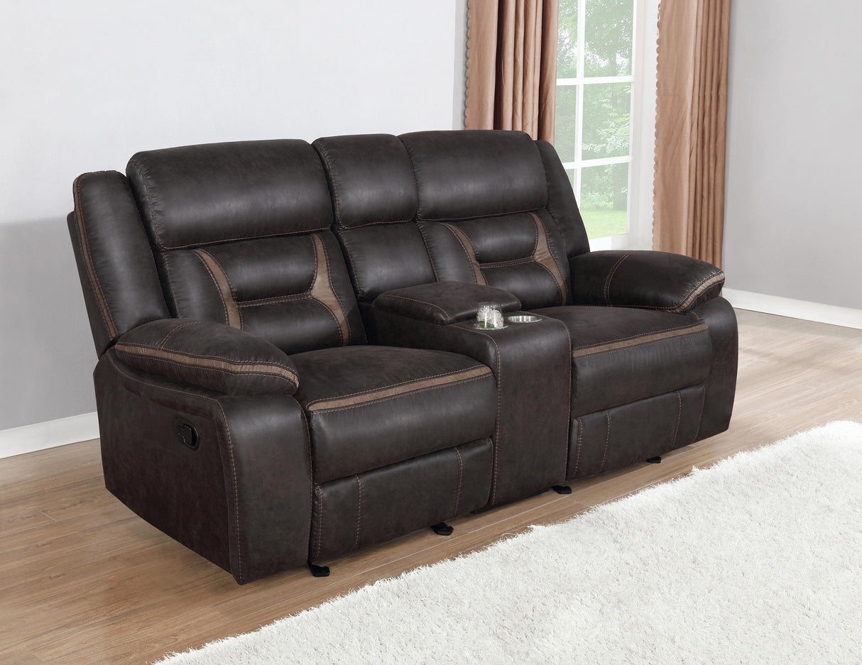 Coaster Greer Upholstered Motion Reclining Loveseat Brown