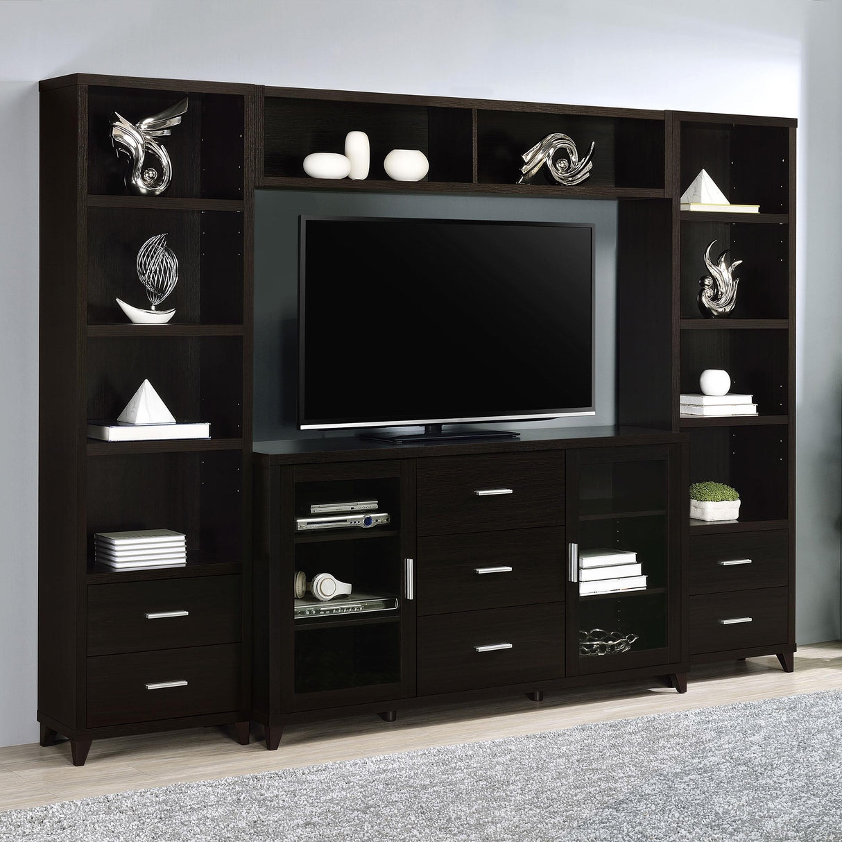 Coaster Lewes 4-piece 60" TV Entertainment Center Cappuccino